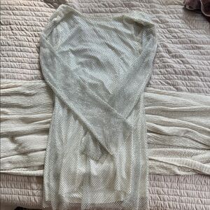 12th Tribe White Mesh Long Sleeve Dress